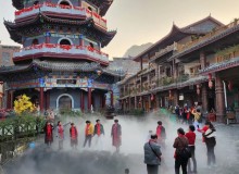 湖南江华县爱情文旅小镇喷雾造景系统案例效果呈现